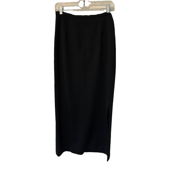 Talbots Women's Pencil Skirt Size 8 Wool Maxi Black Side Slit - Picture 1 of 9